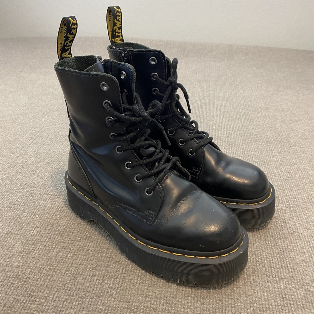 Dr. Martens Jadon Boots Womens 8 Mens 7 Black Leather Platform Combat *Damaged *